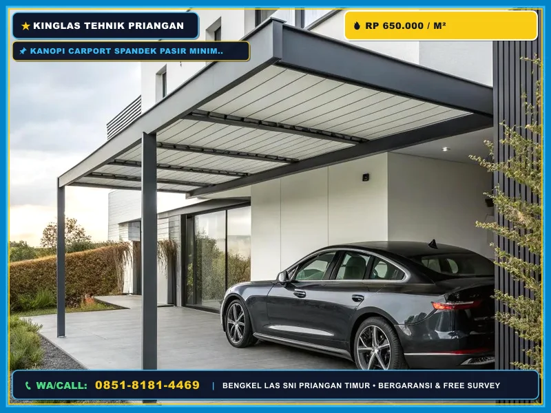 Kanopi carport spandek pasir minimalis untuk rumah di Kuningan