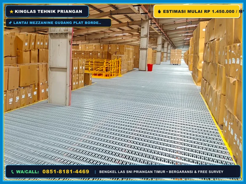 Lantai mezzanine gudang plat bordes untuk beban berat