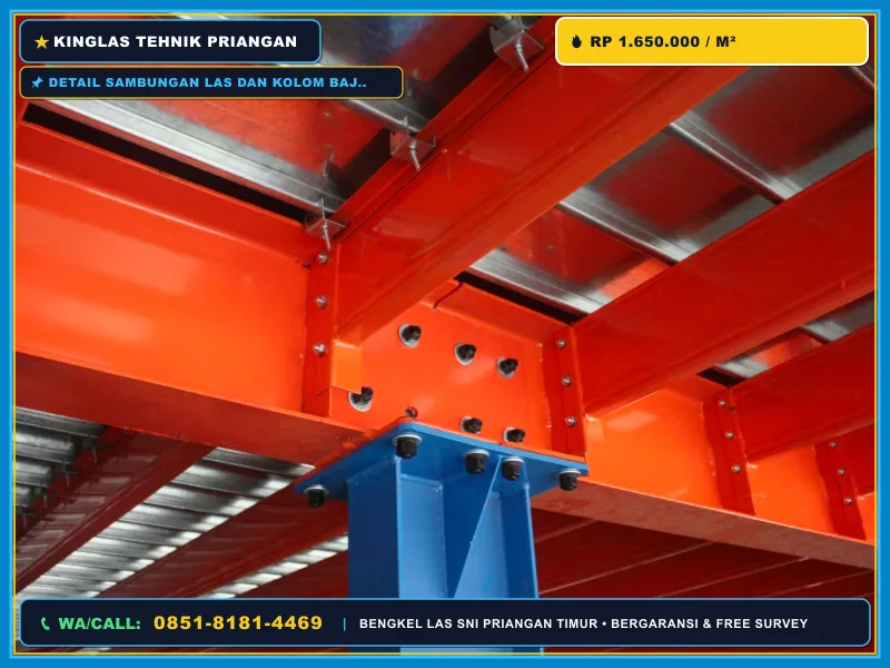 Detail sambungan las dan kolom baja mezzanine gudang