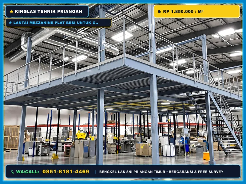 Lantai mezzanine plat besi untuk gudang barang berat