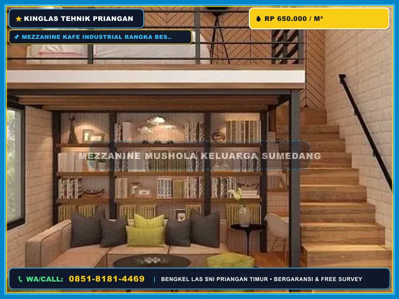 Mezzanine Kafe Industrial Rangka Besi di Banjar