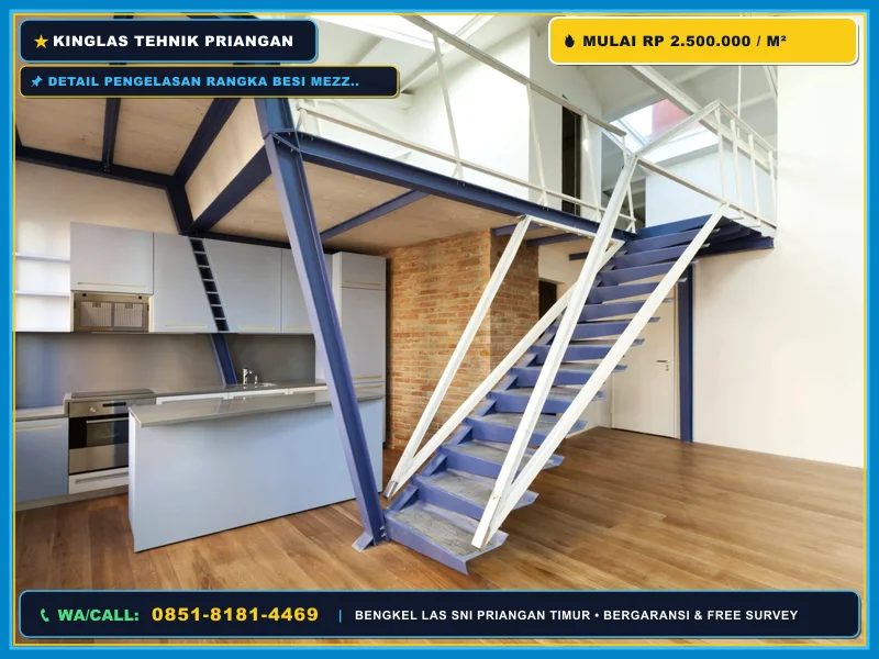 Detail pengelasan rangka besi mezzanine kamar tidur