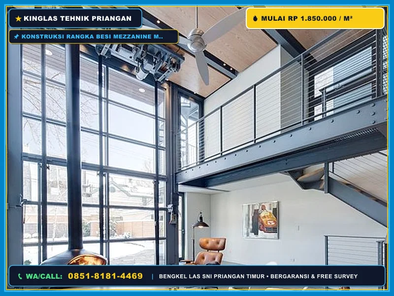 Konstruksi rangka besi mezzanine modern untuk rumah tinggal