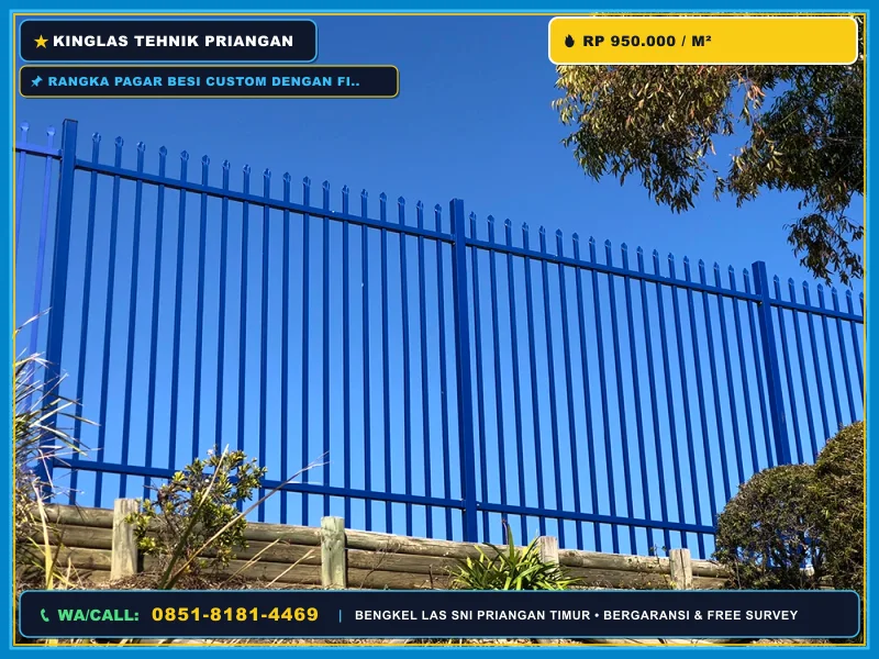 Rangka pagar besi custom dengan finishing powder coating outdoor