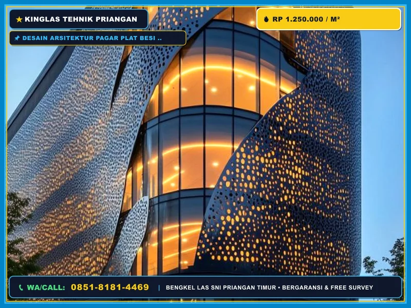 Desain arsitektur pagar plat besi perforated untuk hunian modern