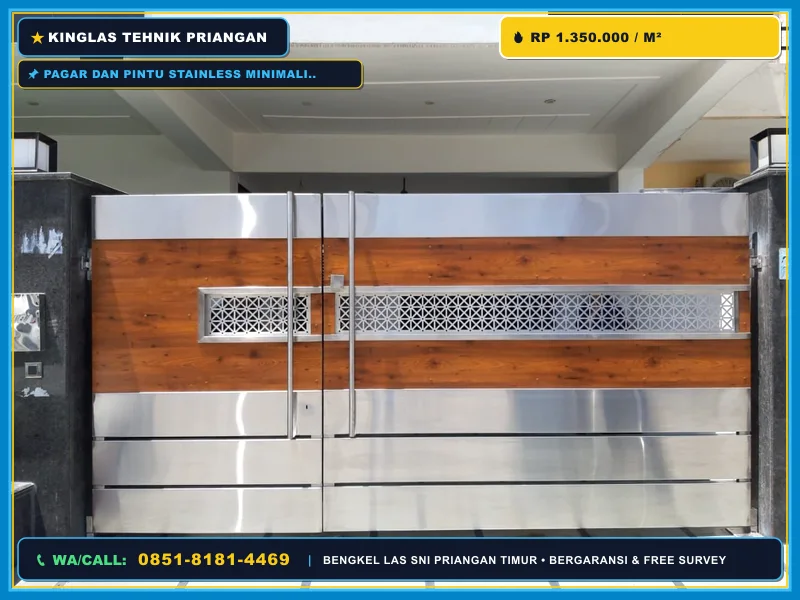 Pagar dan pintu stainless minimalis untuk eksterior rumah