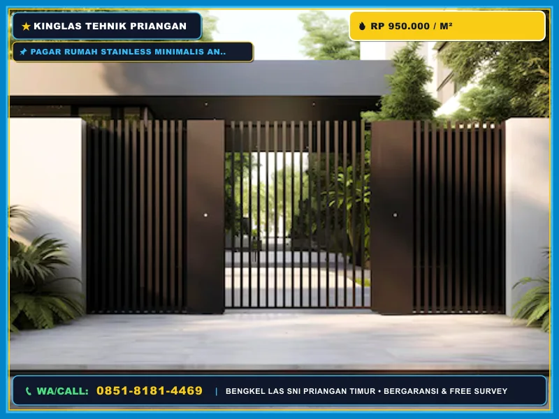 Pagar rumah stainless minimalis anti karat di Tasikmalaya
