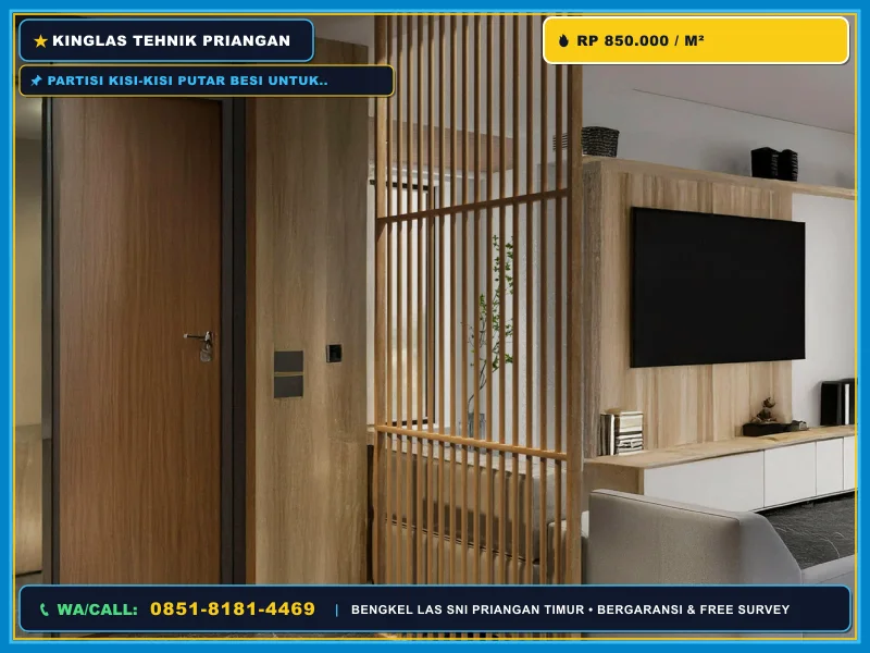 Partisi kisi-kisi putar besi untuk foyer rumah modern