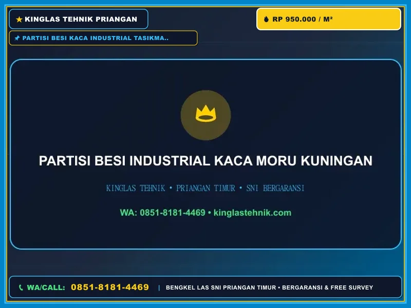 Detail pengelasan rangka besi partisi kaca industrial