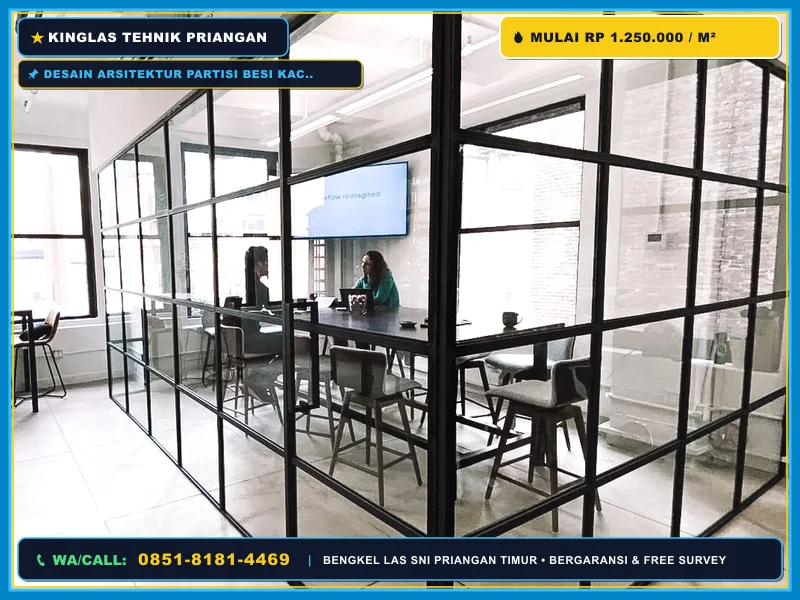 Desain arsitektur partisi besi kaca untuk kantor dan kafe