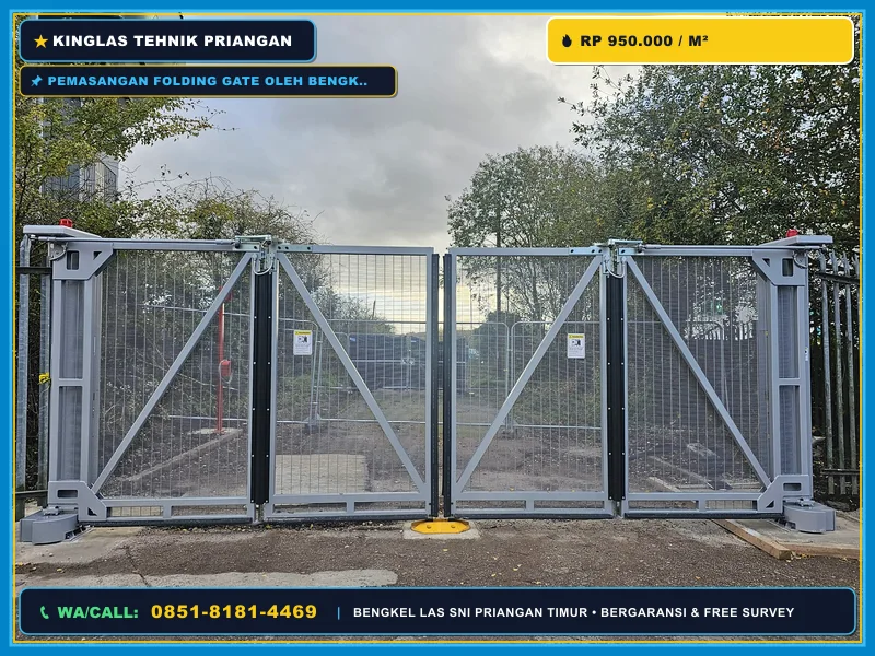 Pemasangan folding gate oleh bengkel las profesional