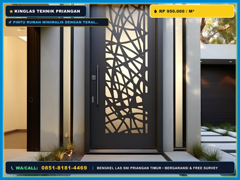 Pintu rumah minimalis dengan teralis dan kasa nyamuk