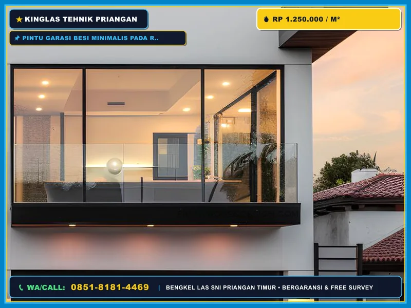 Pintu garasi besi minimalis pada rumah tinggal di Tasikmalaya