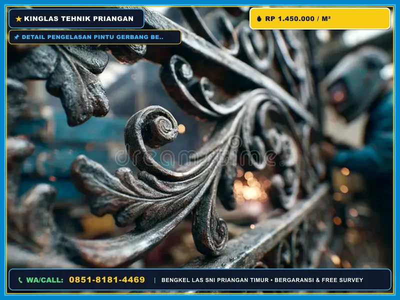 Detail pengelasan pintu gerbang besi tempa Kinglas Tehnik