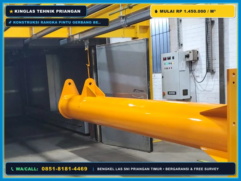 Konstruksi rangka pintu gerbang besi dengan finishing powder coating