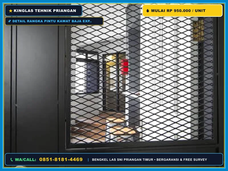 Detail rangka pintu kawat baja expanda hasil pengelasan bengkel las
