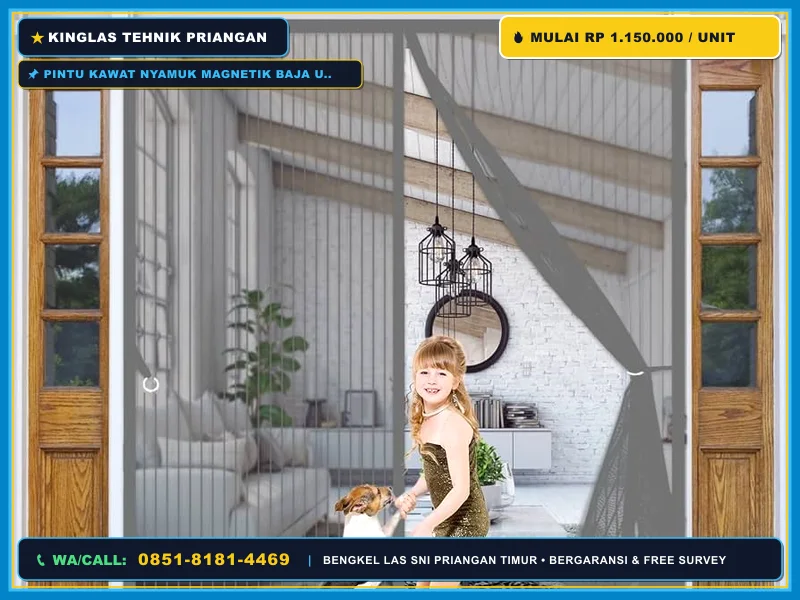 Pintu kawat nyamuk magnetik baja untuk teras rumah minimalis