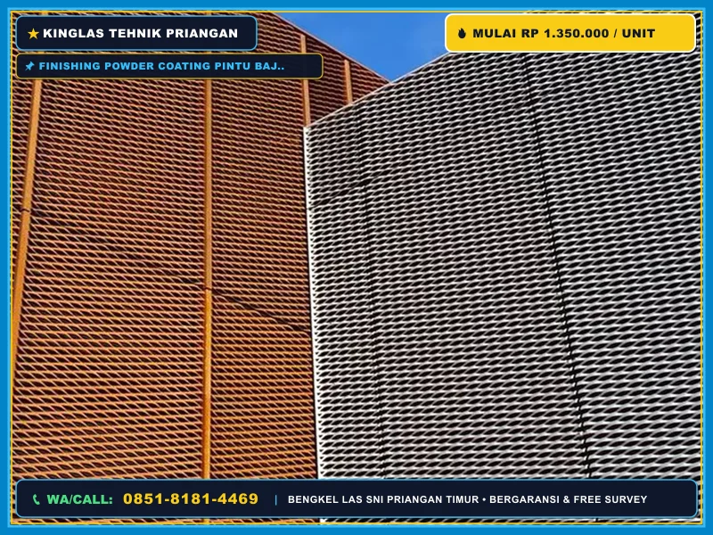 Finishing powder coating pintu baja expanda tahan karat