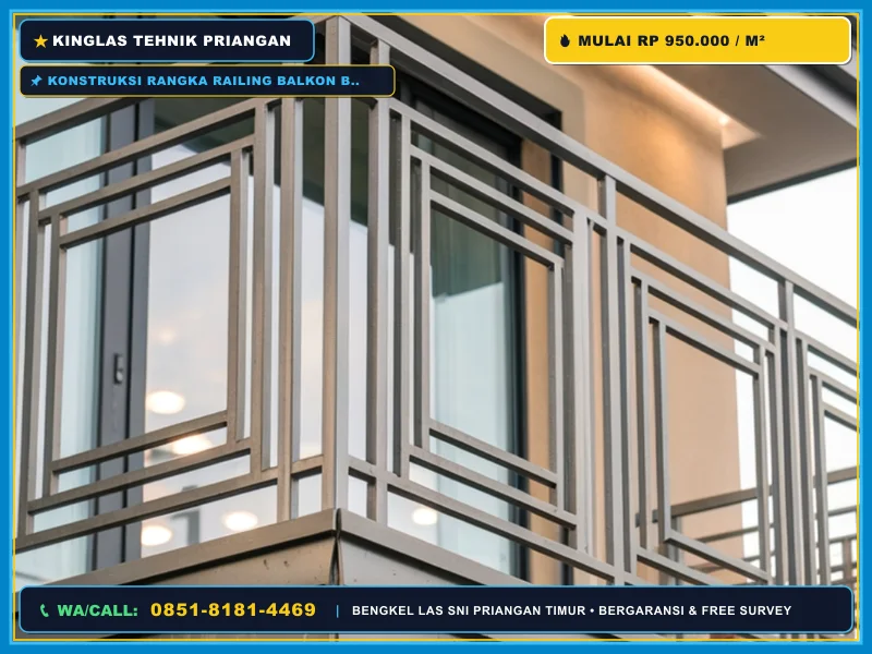 Konstruksi rangka railing balkon besi custom Kinglas Tehnik