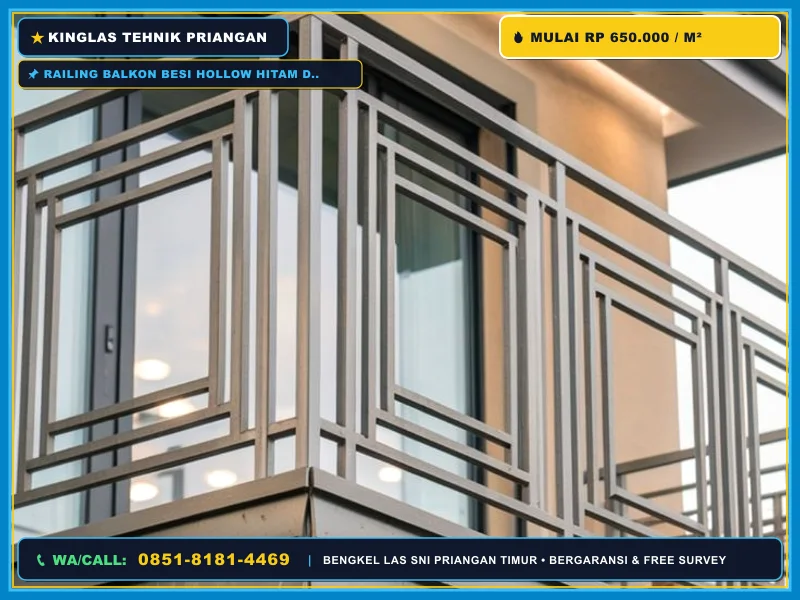 Railing Balkon Hollow Hitam Doff Cilimus yang Kokoh