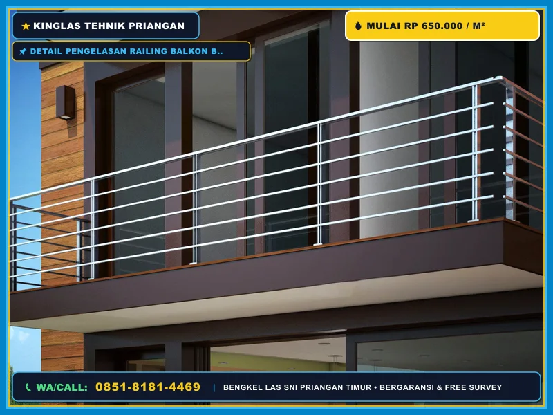 Detail pengelasan railing balkon besi hollow SNI