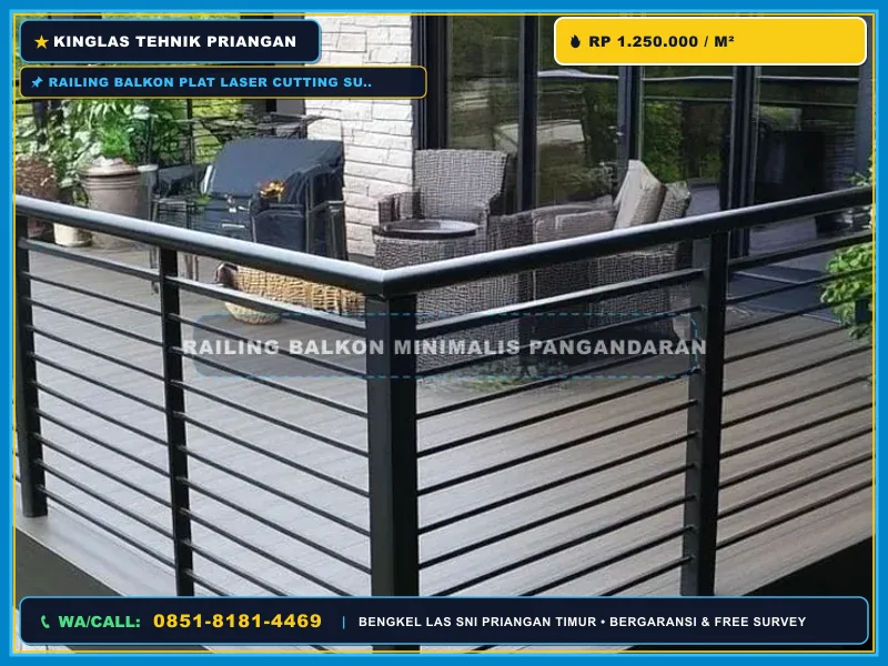 Detail sambungan las railing balkon plat laser cutting