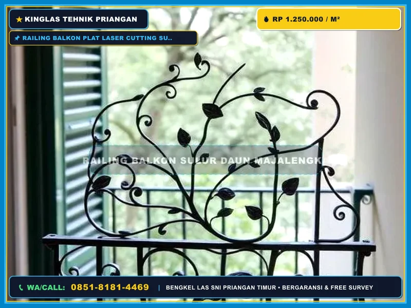 Railing balkon rumah minimalis berbahan plat laser cutting