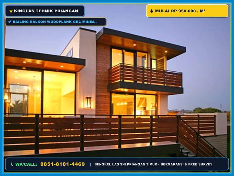 Railing Balkon Woodplank GRC Minimalis Garut yang Rapi