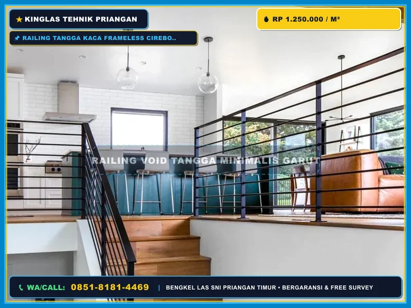 Detail fitting stainless railing kaca tempered tanpa frame