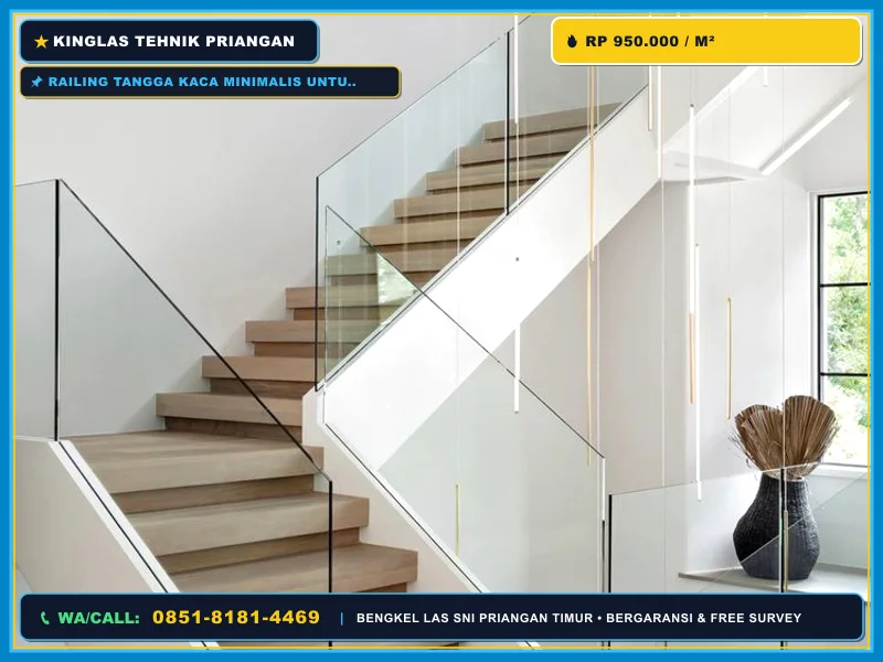 Railing tangga kaca minimalis untuk rumah modern