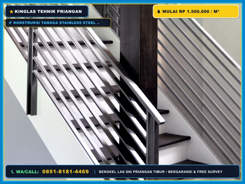 Konstruksi tangga stainless steel dan railing SUS 304 berkualitas