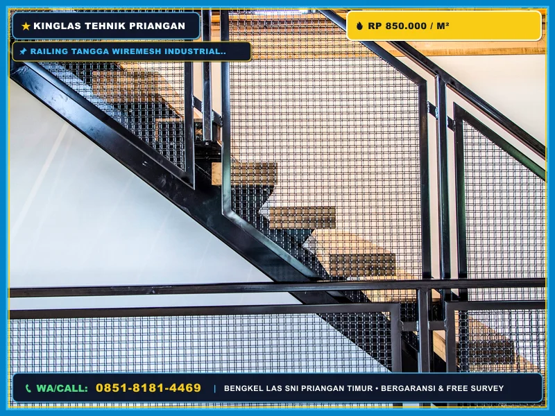 Railing Tangga Wiremesh Industrial Tarogong yang Aman