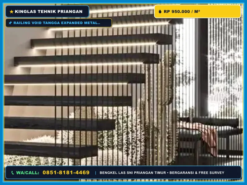 Railing Void Expanded Metal Industrial untuk Tangga Tasik