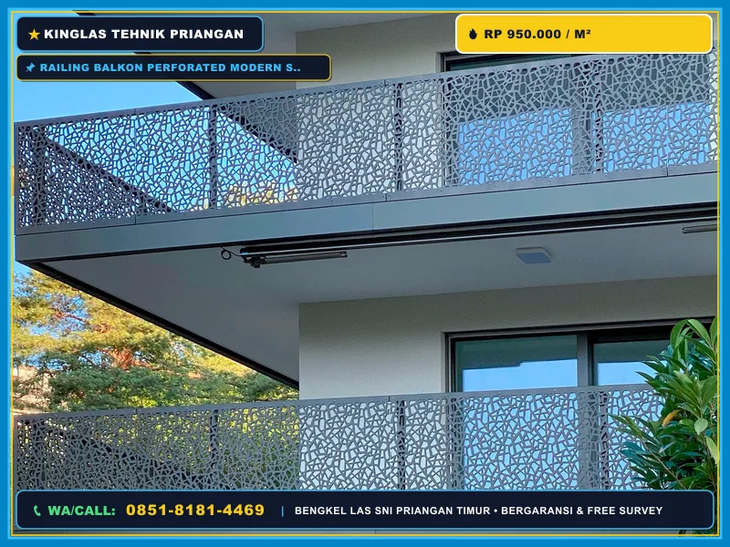 Railing balkon perforated modern sebagai pembatas aman