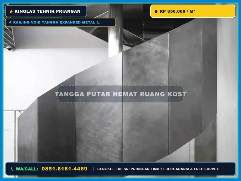 Railing tangga besi industrial expanded metal untuk rumah