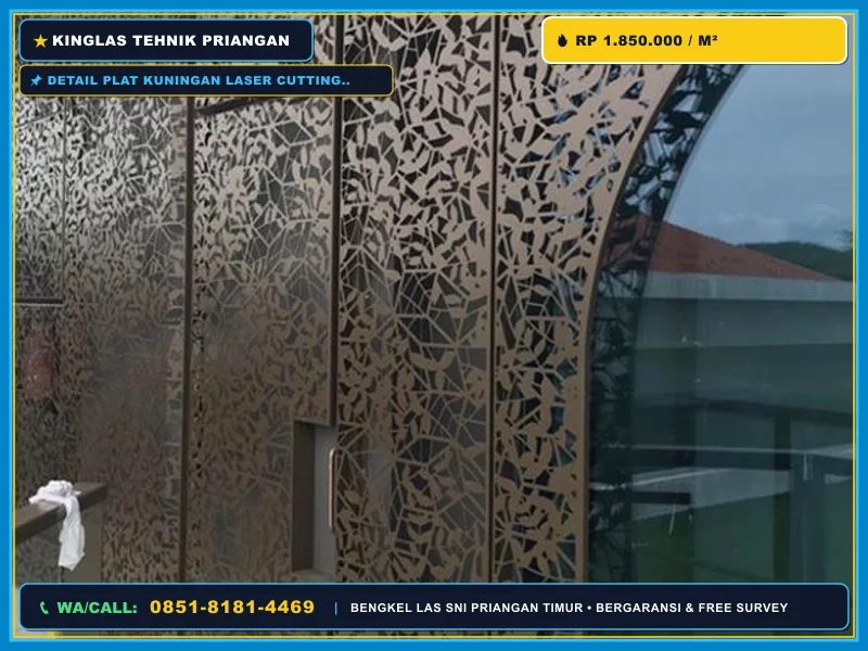 Detail plat kuningan laser cutting untuk secondary skin fasad