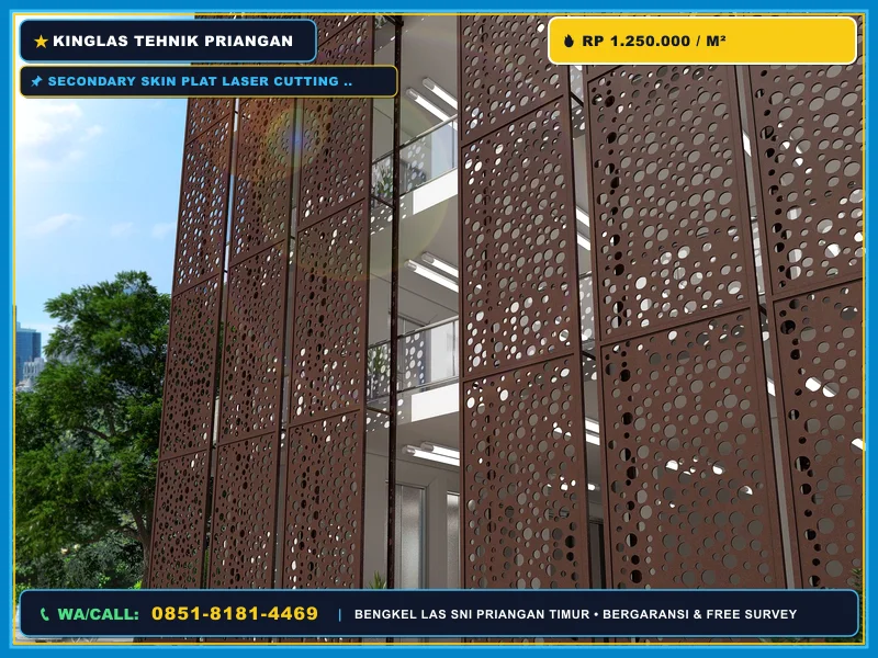 Secondary Skin Plat Laser Cutting Elegan untuk Fasad Cilimus