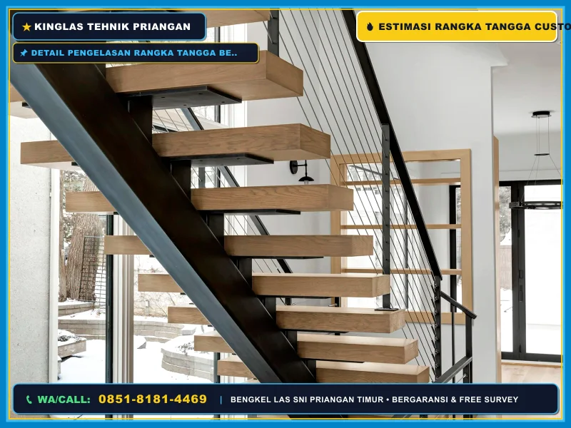 Detail pengelasan rangka tangga besi monostring SNI