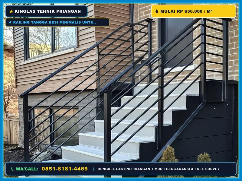 Railing tangga besi minimalis untuk tangga outdoor