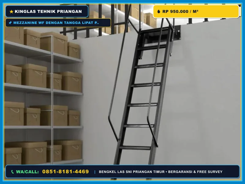 Mezzanine WF dengan tangga lipat praktis untuk loteng rumah