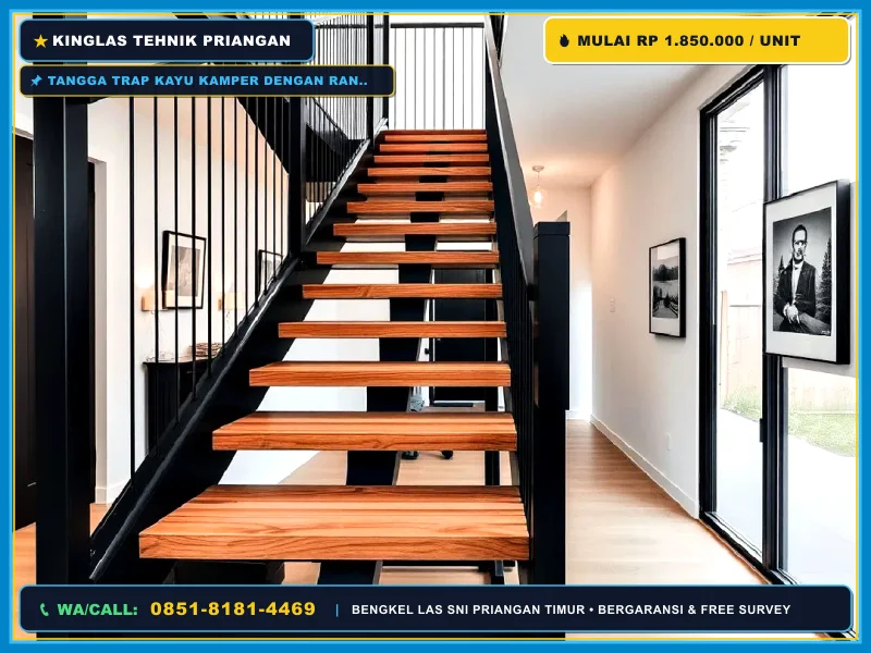 Tangga Trap Kayu Kamper Rangka Hollow Cirebon