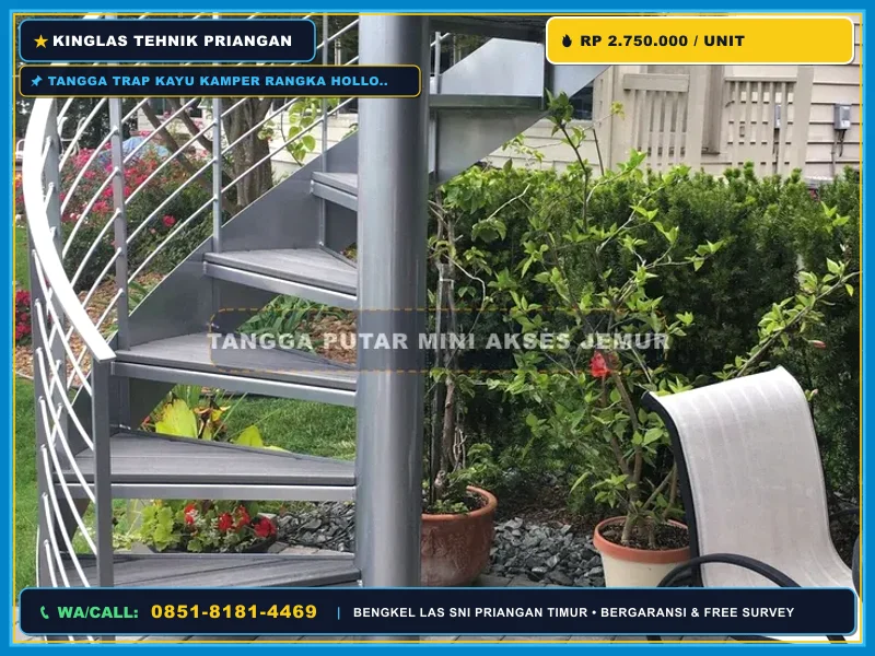 Tangga Trap Kayu Kamper Rangka Hollow di Cikijing