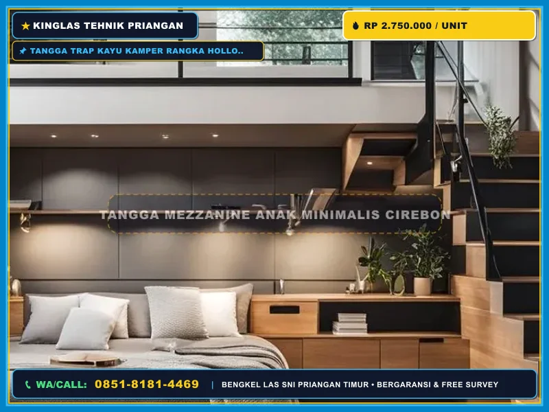 Railing tangga hollow minimalis untuk tangga kayu kamper