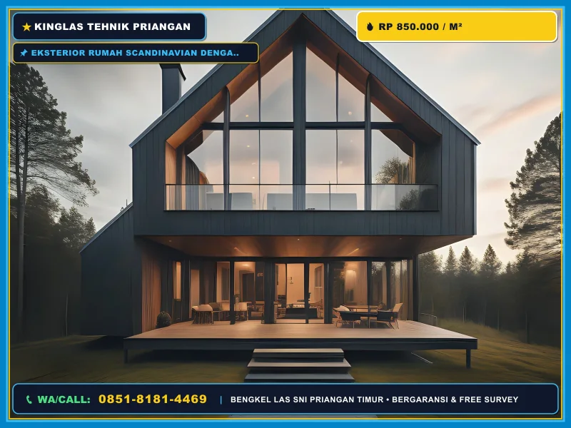 Eksterior rumah Scandinavian dengan teralis besi minimalis warna hitam