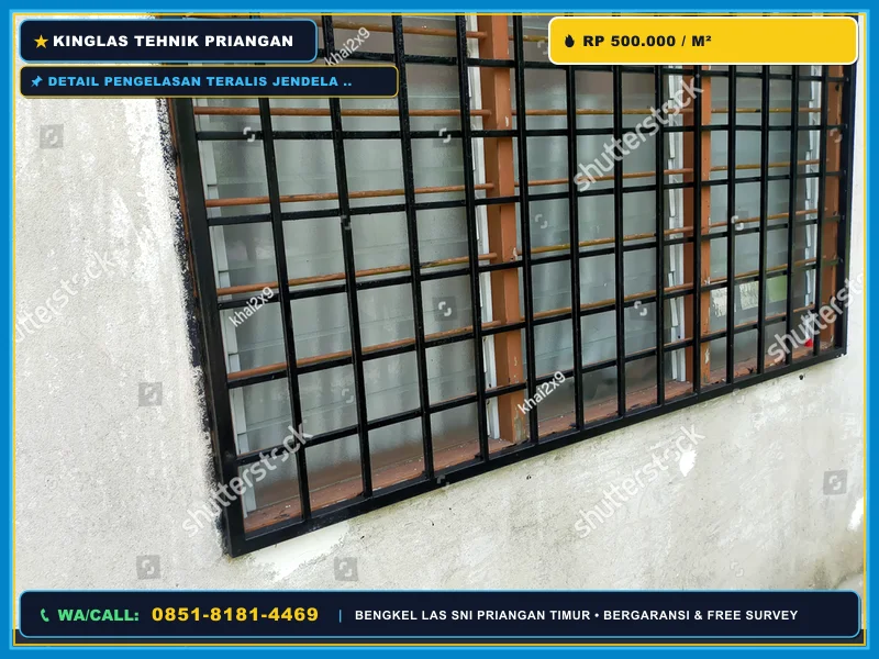 Detail pengelasan teralis jendela besi nako 12mm yang rapi