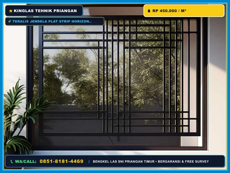 Teralis Jendela Plat Strip Horizontal Ciamis