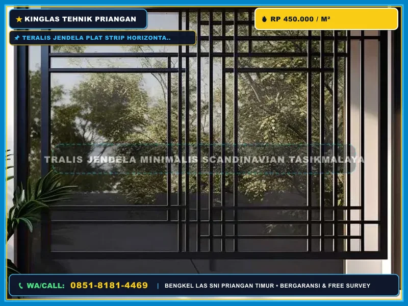 Detail pengelasan teralis jendela plat strip horizontal