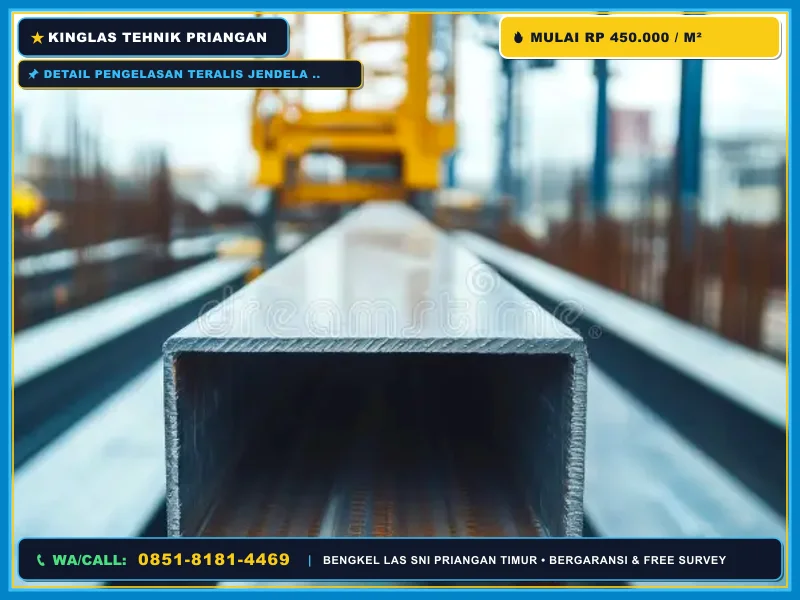 Detail pengelasan teralis jendela besi hollow oleh bengkel las profesional