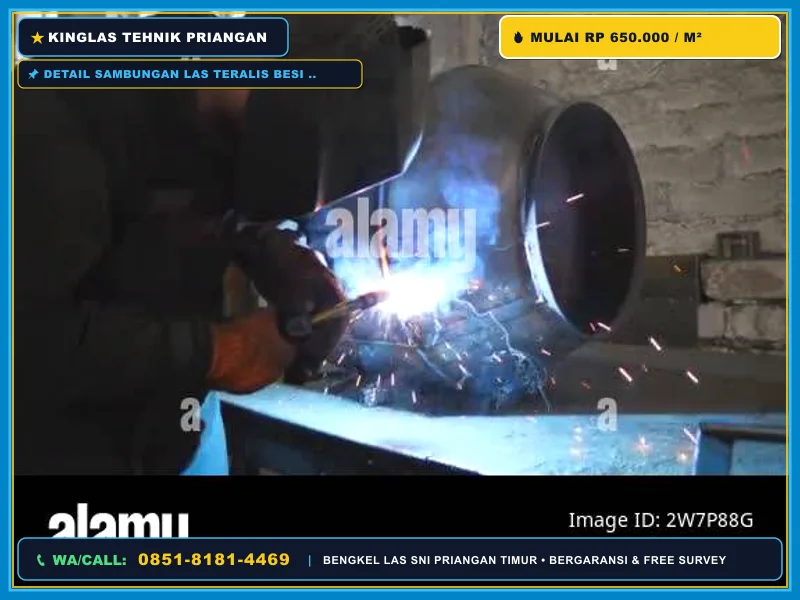 Detail sambungan las teralis besi nako 12mm yang rapi dan kuat