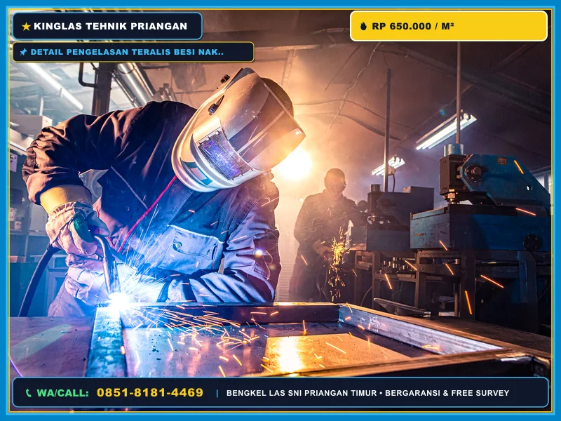 Detail pengelasan teralis besi nako 12mm oleh tukang las profesional